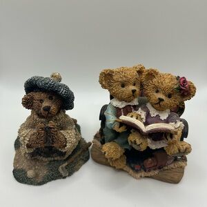 2 VTG Collectible Bear Figurines, "1993 Boyds Bears" & "2001 Home Interiors"